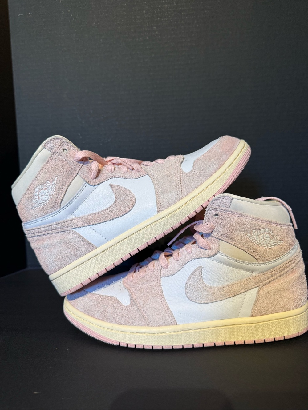Jordan Air Jordan 1 High Pale Pink and White Suede Sneakers size 9.5W